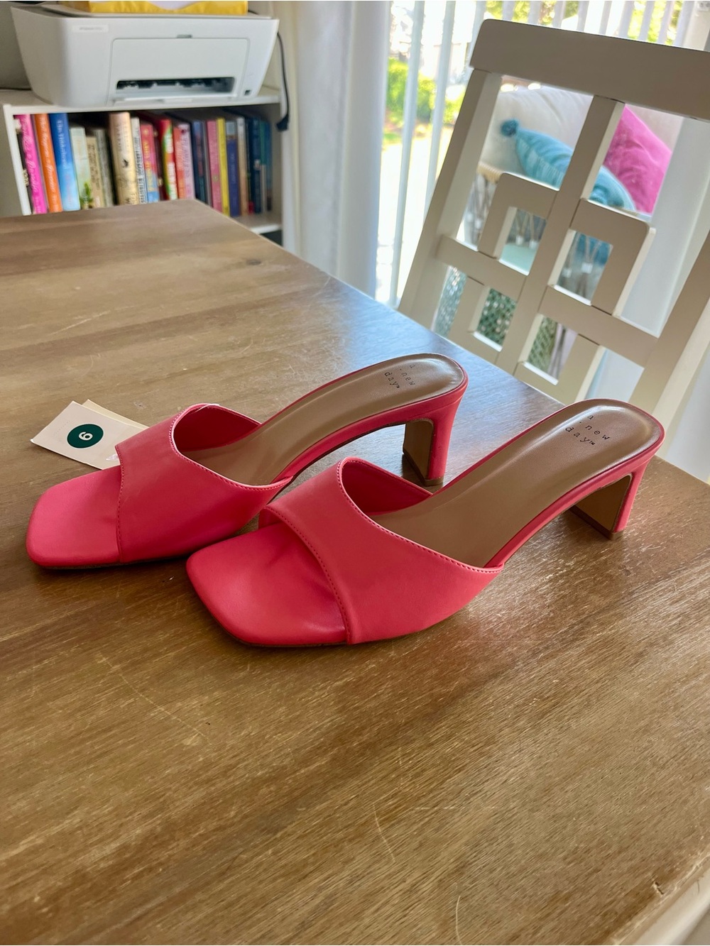 A New Day Pink Block Heel Slide Sandals Size 9 NWT